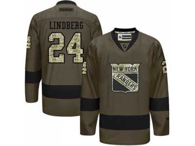 New York Rangers #24 Oscar Lindberg Green Salute to Service Stitched NHL Jersey