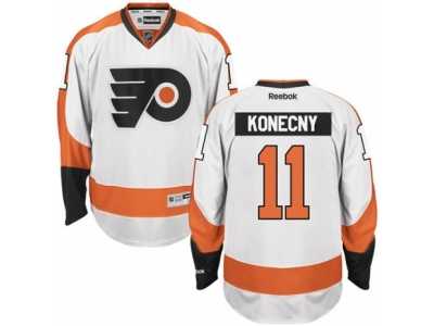 Men's Reebok Philadelphia Flyers #11 Travis Konecny Authentic White Away NHL Jersey