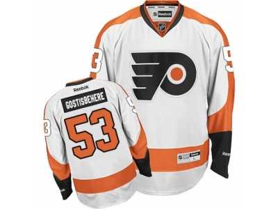 Men's Reebok Philadelphia Flyers #53 Shayne Gostisbehere Premier White Away NHL Jersey