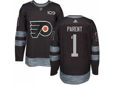 Philadelphia Flyers #1 Bernie Parent Black 1917-2017 100th Anniversary Stitched NHL Jersey