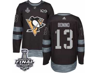 Men's Adidas Pittsburgh Penguins #13 Nick Bonino Authentic Black 1917-2017 100th Anniversary 2017 Stanley Cup Final NHL Jersey