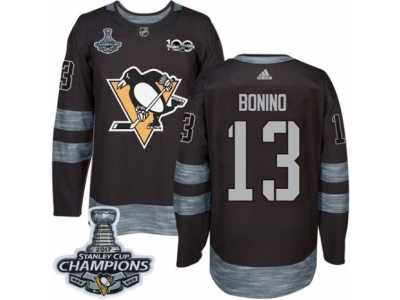 Men's Adidas Pittsburgh Penguins #13 Nick Bonino Premier Black 1917-2017 100th Anniversary 2017 Stanley Cup Champions NHL Jersey