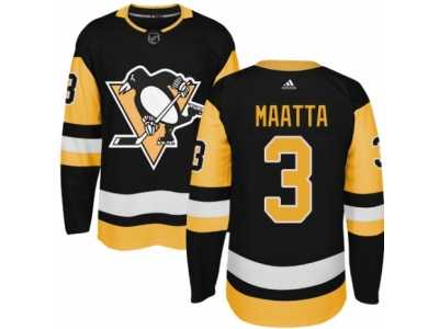 Men's Adidas Pittsburgh Penguins #3 Olli Maatta Authentic Black Home NHL Jersey