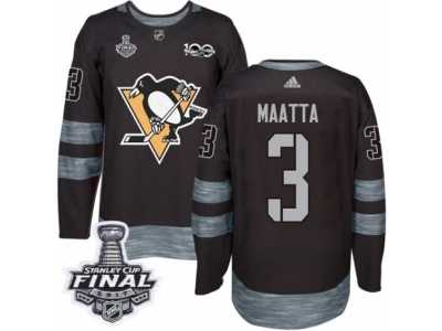 Men's Adidas Pittsburgh Penguins #3 Olli Maatta Premier Black 1917-2017 100th Anniversary 2017 Stanley Cup Final NHL Jersey
