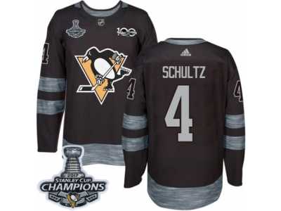 Men\'s Adidas Pittsburgh Penguins #4 Justin Schultz Premier Black 1917-2017 100th Anniversary 2017 Stanley Cup Champions NHL Jersey