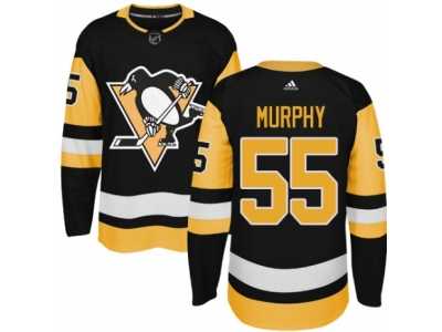 Men's Adidas Pittsburgh Penguins #55 Larry Murphy Authentic Black Home NHL Jersey