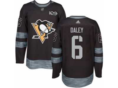 Men's Adidas Pittsburgh Penguins #6 Trevor Daley Authentic Black 1917-2017 100th Anniversary NHL Jersey