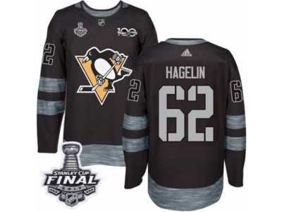 Men's Adidas Pittsburgh Penguins #62 Carl Hagelin Premier Black 1917-2017 100th Anniversary 2017 Stanley Cup Final NHL Jersey