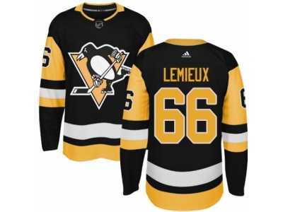 Men's Adidas Pittsburgh Penguins #66 Mario Lemieux Authentic Black Home NHL Jersey