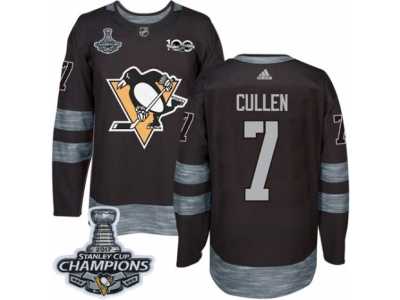 Men's Adidas Pittsburgh Penguins #7 Matt Cullen Authentic Black 1917-2017 100th Anniversary 2017 Stanley Cup Champions NHL Jersey