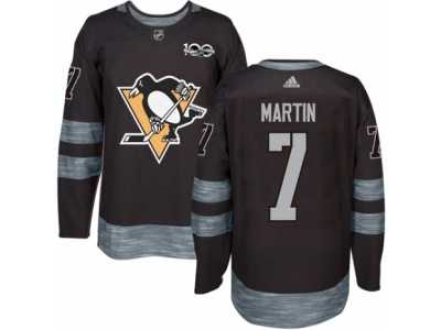 Men\'s Adidas Pittsburgh Penguins #7 Paul Martin Authentic Black 1917-2017 100th Anniversary NHL Jersey