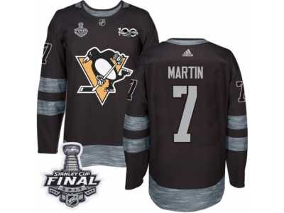 Men's Adidas Pittsburgh Penguins #7 Paul Martin Premier Black 1917-2017 100th Anniversary 2017 Stanley Cup Final NHL Jersey