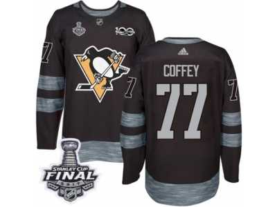 Men's Adidas Pittsburgh Penguins #77 Paul Coffey Premier Black 1917-2017 100th Anniversary 2017 Stanley Cup Final NHL Jersey