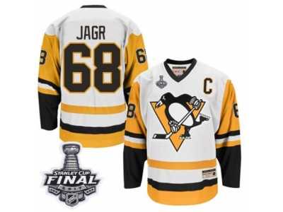 Men's CCM Pittsburgh Penguins #68 Jaromir Jagr Authentic White Throwback 2017 Stanley Cup Final NHL Jersey