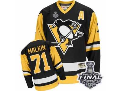 Men's CCM Pittsburgh Penguins #71 Evgeni Malkin Authentic Black Throwback 2017 Stanley Cup Final NHL Jersey