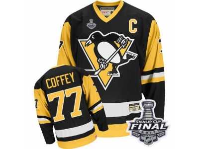 Men's CCM Pittsburgh Penguins #77 Paul Coffey Authentic Black Throwback 2017 Stanley Cup Final NHL Jersey