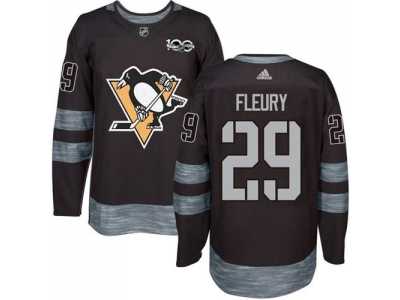 Men's Pittsburgh Penguins #29 Andre Fleury Black 1917-2017 100th Anniversary Stitched NHL Jersey