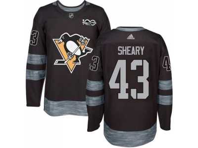 Men's Pittsburgh Penguins #43 Conor Sheary Black 1917-2017 100th Anniversary Stitched NHL Jersey