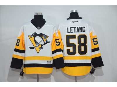 Men's Pittsburgh Penguins #58 Kris Letang White New Away Stitched NHL Jersey