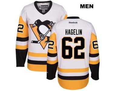 Men's Pittsburgh Penguins #62 Carl Hagelin Reebok White Away Premier Player Jersey