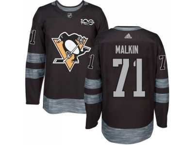 Men's Pittsburgh Penguins #71 Evgeni Malkin Black 1917-2017 100th Anniversary Stitched NHL Jersey