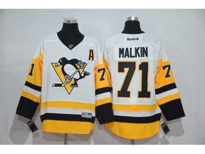 Men's Pittsburgh Penguins #71 Evgeni Malkin White New Away Stitched NHL Jersey