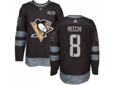 Men's Pittsburgh Penguins #8 Mark Recchi Black 1917-2017 100th Anniversary Stitched NHL Jersey