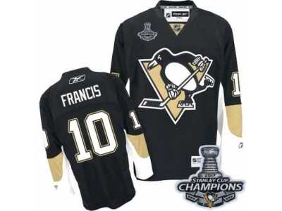 Men's Reebok Pittsburgh Penguins #10 Ron Francis Premier Black Home 2017 Stanley Cup Champions NHL Jersey