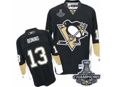 Men's Reebok Pittsburgh Penguins #13 Nick Bonino Premier Black Home 2017 Stanley Cup Champions NHL Jersey