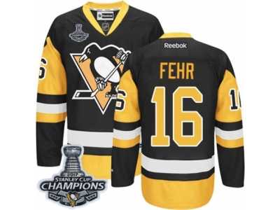 Men's Reebok Pittsburgh Penguins #16 Eric Fehr Premier Black Gold Third 2017 Stanley Cup Champions NHL Jersey