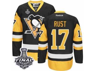 Men's Reebok Pittsburgh Penguins #17 Bryan Rust Authentic Black Gold Third 2017 Stanley Cup Final NHL Jersey