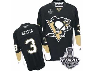 Men's Reebok Pittsburgh Penguins #3 Olli Maatta Authentic Black Home 2017 Stanley Cup Final NHL Jersey