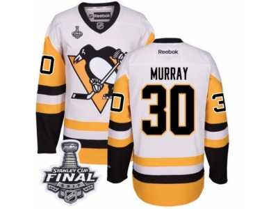 Men's Reebok Pittsburgh Penguins #30 Matt Murray Authentic White Away 2017 Stanley Cup Final NHL Jersey