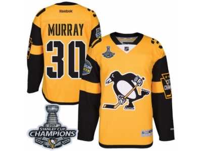 Men's Reebok Pittsburgh Penguins #30 Matt Murray Premier Gold 2017 Stadium Series 2017 Stanley Cup Champions NHL Jersey