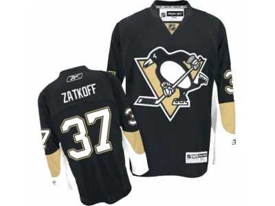 Men's Reebok Pittsburgh Penguins #37 Jeff Zatkoff Authentic Black Home NHL Jersey