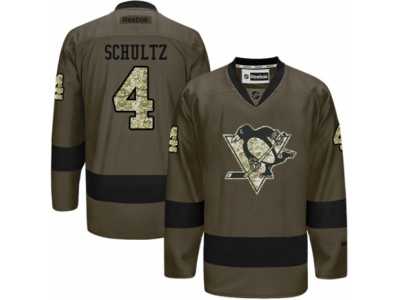 Men's Reebok Pittsburgh Penguins #4 Justin Schultz Authentic Green Salute to Service NHL Jersey