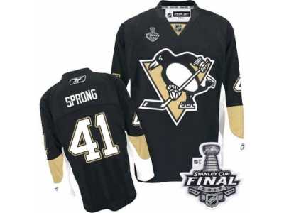 Men's Reebok Pittsburgh Penguins #41 Daniel Sprong Authentic Black Home 2017 Stanley Cup Final NHL Jersey