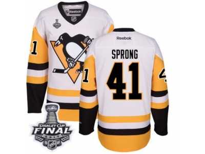 Men's Reebok Pittsburgh Penguins #41 Daniel Sprong Authentic White Away 2017 Stanley Cup Final NHL Jersey