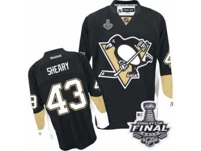 Men's Reebok Pittsburgh Penguins #43 Conor Sheary Authentic Black Home 2017 Stanley Cup Final NHL Jersey