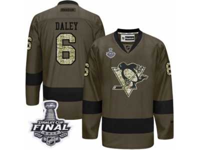 Men's Reebok Pittsburgh Penguins #6 Trevor Daley Premier Green Salute to Service 2017 Stanley Cup Final NHL Jersey