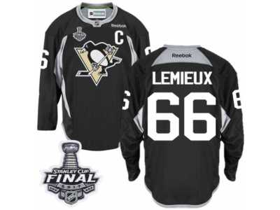 Men's Reebok Pittsburgh Penguins #66 Mario Lemieux Authentic Black Practice 2017 Stanley Cup Final NHL Jersey