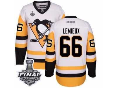 Men's Reebok Pittsburgh Penguins #66 Mario Lemieux Authentic White Away 2017 Stanley Cup Final NHL Jersey