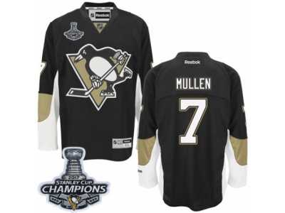 Men's Reebok Pittsburgh Penguins #7 Joe Mullen Authentic Black Home 2017 Stanley Cup Champions NHL Jersey