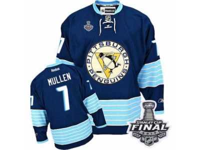 Men's Reebok Pittsburgh Penguins #7 Joe Mullen Premier Navy Blue Third Vintage 2017 Stanley Cup Final NHL Jersey