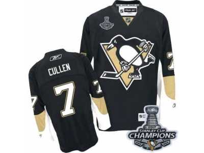 Men's Reebok Pittsburgh Penguins #7 Matt Cullen Premier Black Home 2017 Stanley Cup Champions NHL Jersey