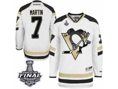 Men's Reebok Pittsburgh Penguins #7 Paul Martin Authentic White 2014 Stadium Series 2017 Stanley Cup Final NHL Jersey