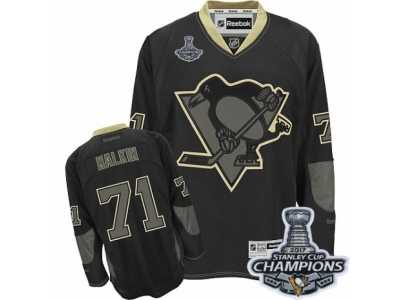 Men's Reebok Pittsburgh Penguins #71 Evgeni Malkin Premier Black Ice 2017 Stanley Cup Champions NHL Jersey