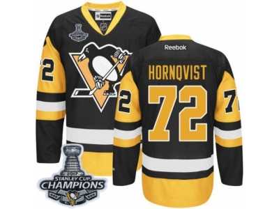 Men's Reebok Pittsburgh Penguins #72 Patric Hornqvist Premier Black Gold Third 2017 Stanley Cup Champions NHL Jersey