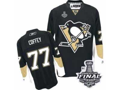Men's Reebok Pittsburgh Penguins #77 Paul Coffey Authentic Black Home 2017 Stanley Cup Final NHL Jersey