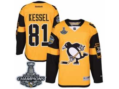 Men's Reebok Pittsburgh Penguins #81 Phil Kessel Premier Gold 2017 Stadium Series 2017 Stanley Cup Champions NHL Jersey